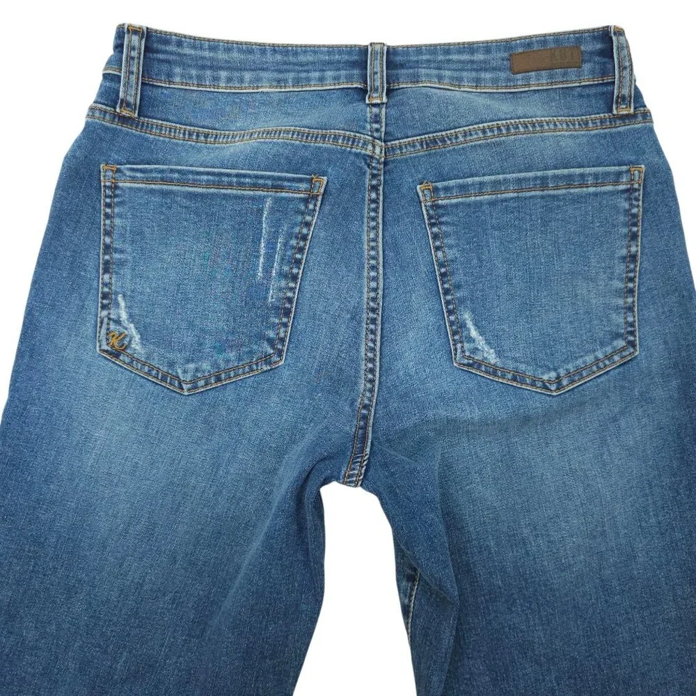 Kut From the Kloth Boyfriend Jeans Size 6 Petite Stretch Mid Rise Distressed